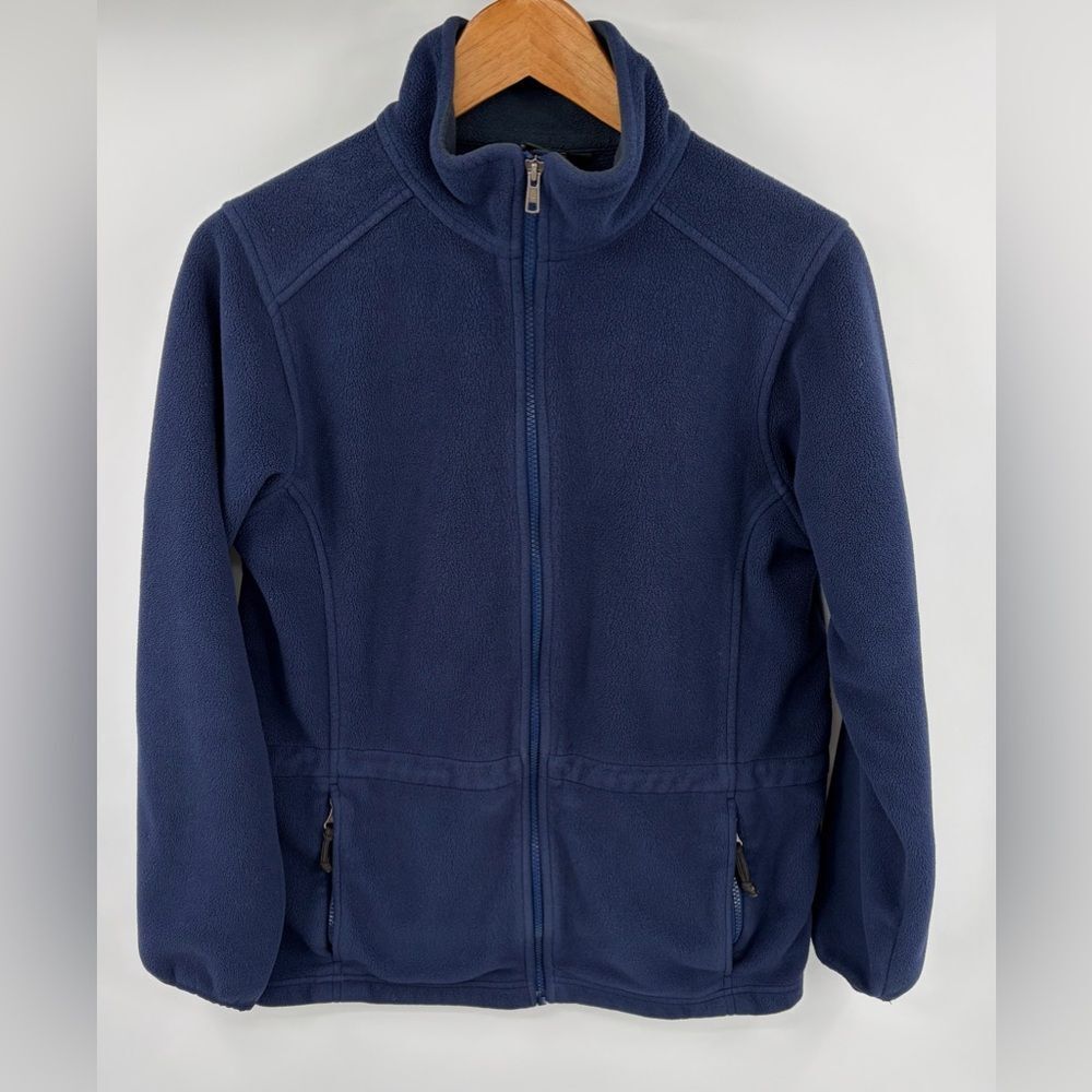 L.L. Bean women’s blue fleece full zip jacket outdoor hiking size S